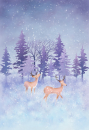 林中麋鹿创意手绘插画