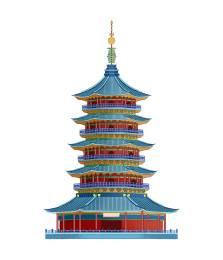 雷峰塔建筑插画