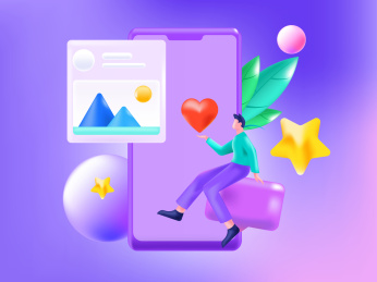 查看朋友圈互相沟通的男女互联网矢量3d插