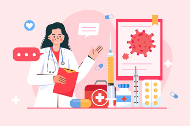 医生科普流行性病毒概念插画