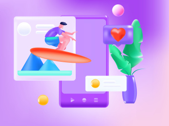 查看朋友圈互相沟通的男女互联网矢量3d插