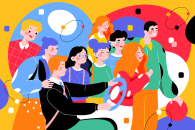 出行青年生活方式矢量插画