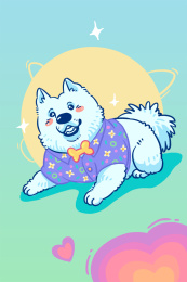 可爱喵汪星人系列-开心的大白