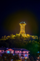 中国四川广元凤凰楼夜景