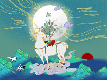 九色鹿国潮插画