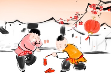 春节年俗传统节日风俗插画