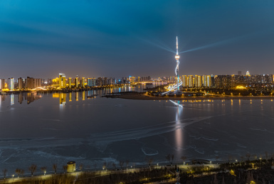 山东省临沂市电视塔夜景