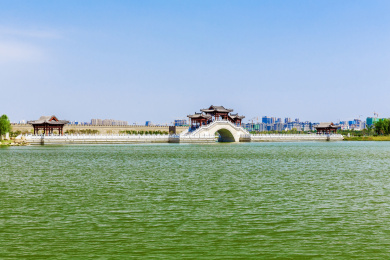 中国河南省商丘古城南湖城湖公园自然风光