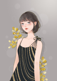 穿着华丽晚礼服的女生