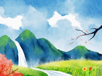 山水田园水彩插画