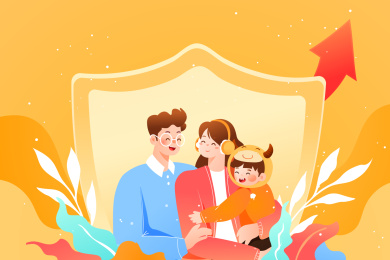 亲子家庭医疗健康矢量插画