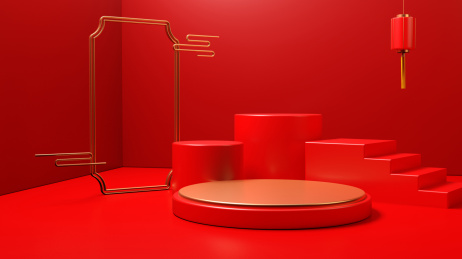 3D红色中国风立体展示台