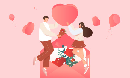 卡通清新情人节浪漫促销活动背景矢量