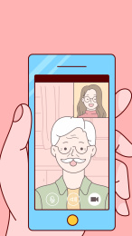 爸爸和孩子视频聊天矢量插画