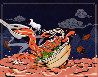 食品包装羊肉粉面条海报