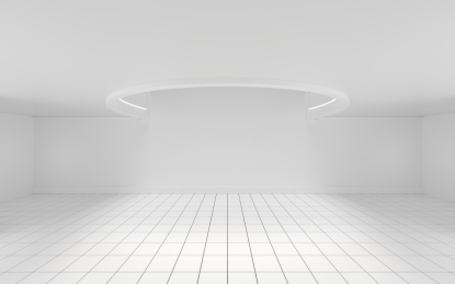 圆形有天窗的空房间 3D渲染