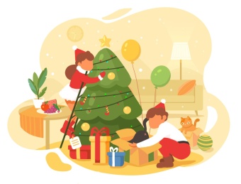 布置圣诞树的情侣