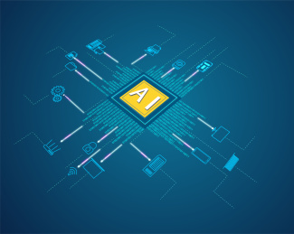 AI智能互联网科技电路板芯片三维矢量插画