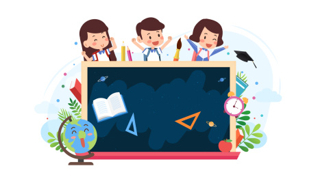 学生开学教育书本文具概念插画