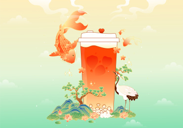 水果奶茶矢量插画