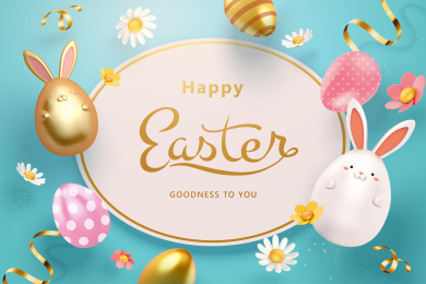 三维复活节兔子彩蛋贺图