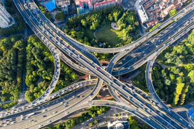 航拍上海延安高架桥