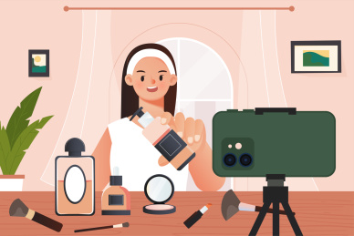 女孩正在用手机直播