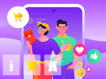 直播带货的网红电商人物矢量互联网插画