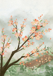 水墨风花卉插画