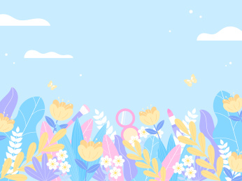 春季女王节美妆植物花卉扁平矢量插画