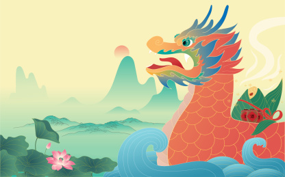 国风龙舟插画