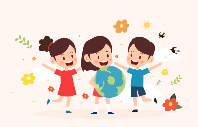 几个小孩抱着地球的世界地球日