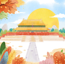 中国风城市故宫博物院建筑户外场景