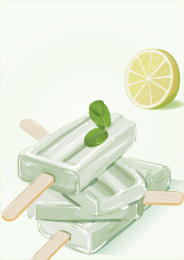 夏天薄荷棒冰矢量插画