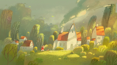 在春天起风的傍晚散步