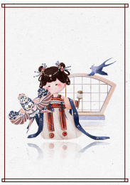 拿着纸鸢的汉服小女孩