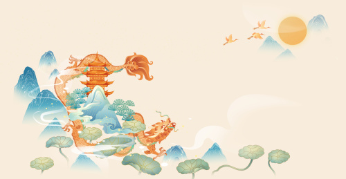 龙抬头中国风山水背景