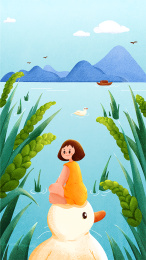 小满或立夏节气女孩在水稻田中