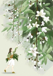 春天女孩插画