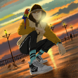 男孩唯美二次元插画