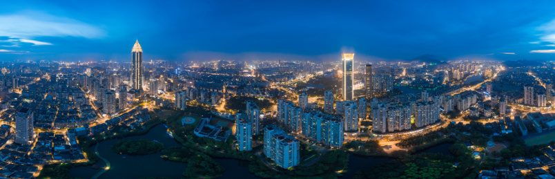 中国浙江省温州市城市夜景