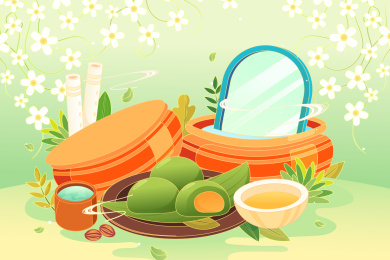 清明节青团美食矢量插画