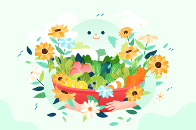 春季地球日美食矢量插画
