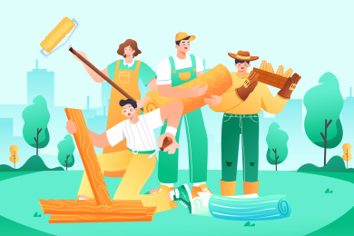 劳动节不同行业的人矢量插画