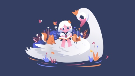 儿童插画-读书的孩子