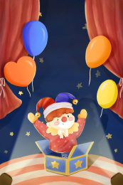 愚人节可爱小丑气球插画