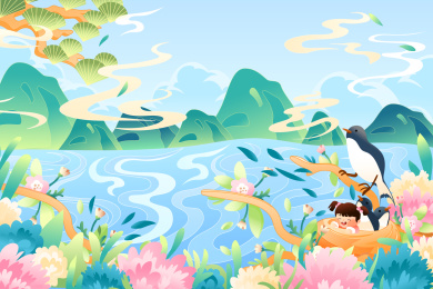 谷雨节气矢量插画