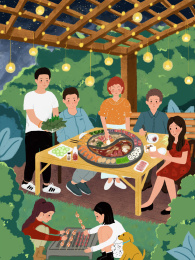 家庭聚会主题春游烧烤游玩