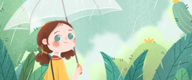 春雨谷雨雨水节气插画banner
