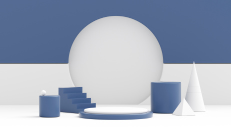 3D渲染拼色撞色几何体展示台背景